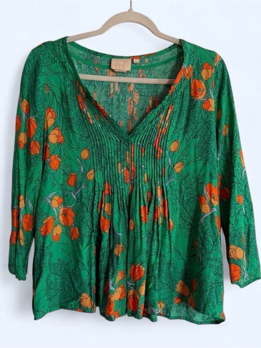 Anthropologie Floral V-Neck Women's Top
